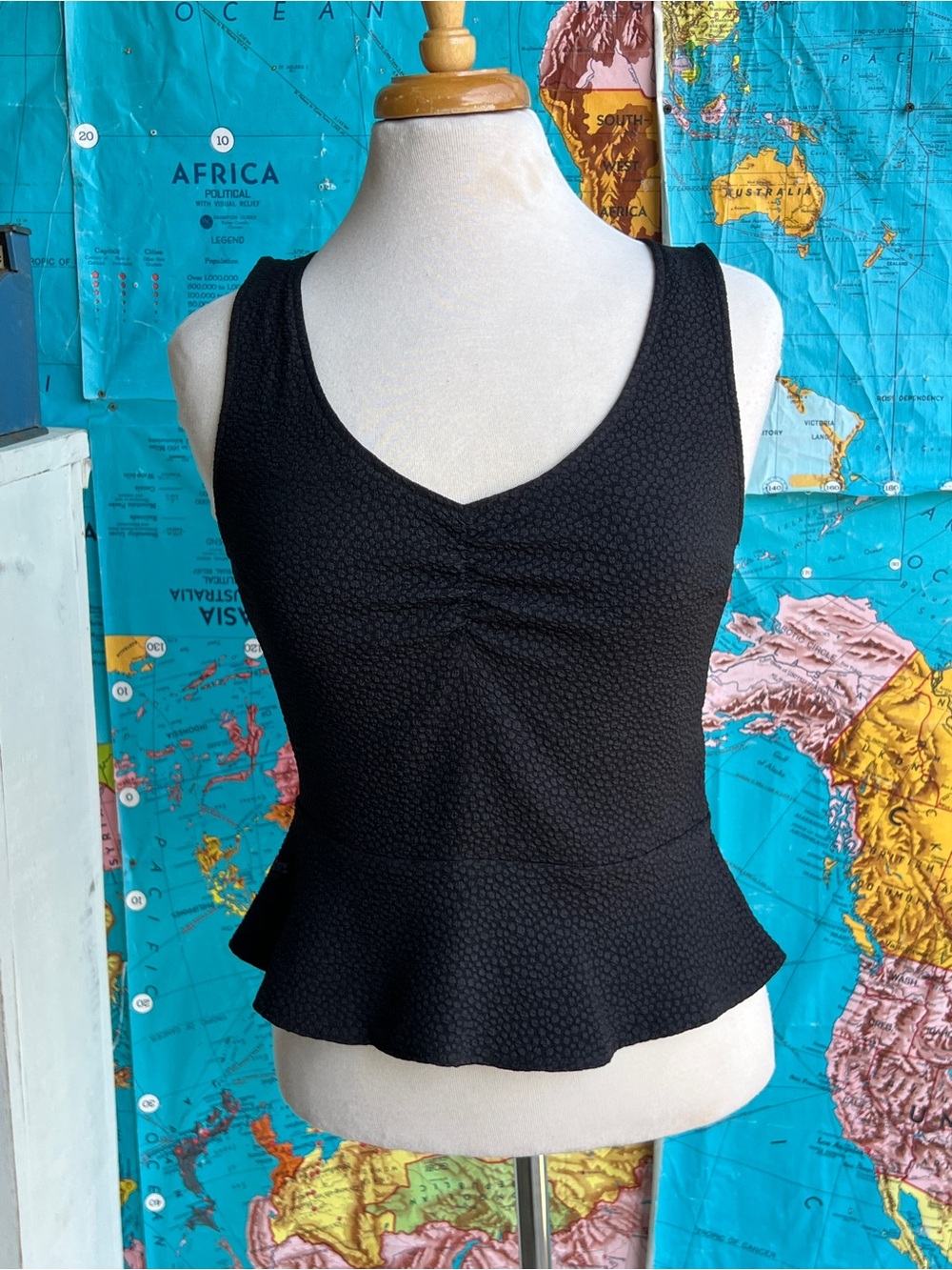 Express Black Peplum V-Neck Tank Top